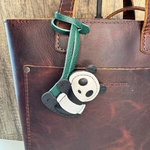 Portland Leather Panda Charm Panda Bear Keychain Leather Purse Flair Bag Charm N